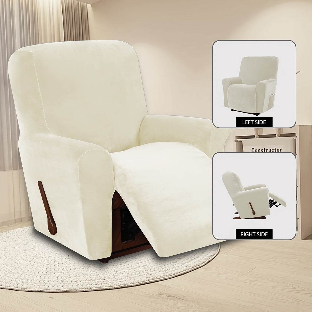 Housse de fauteuil épaisse extensible en velours, visuel produit