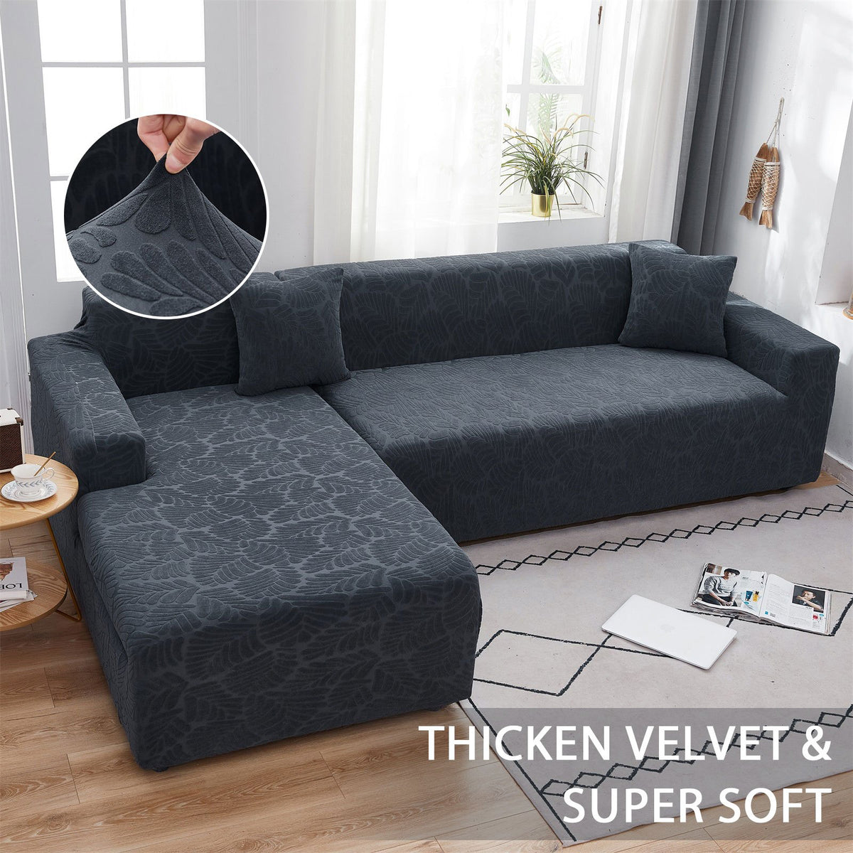 Housse de canapé légère en polyester antidérapante, compatible canapé trois places, canapé d'angle Image
