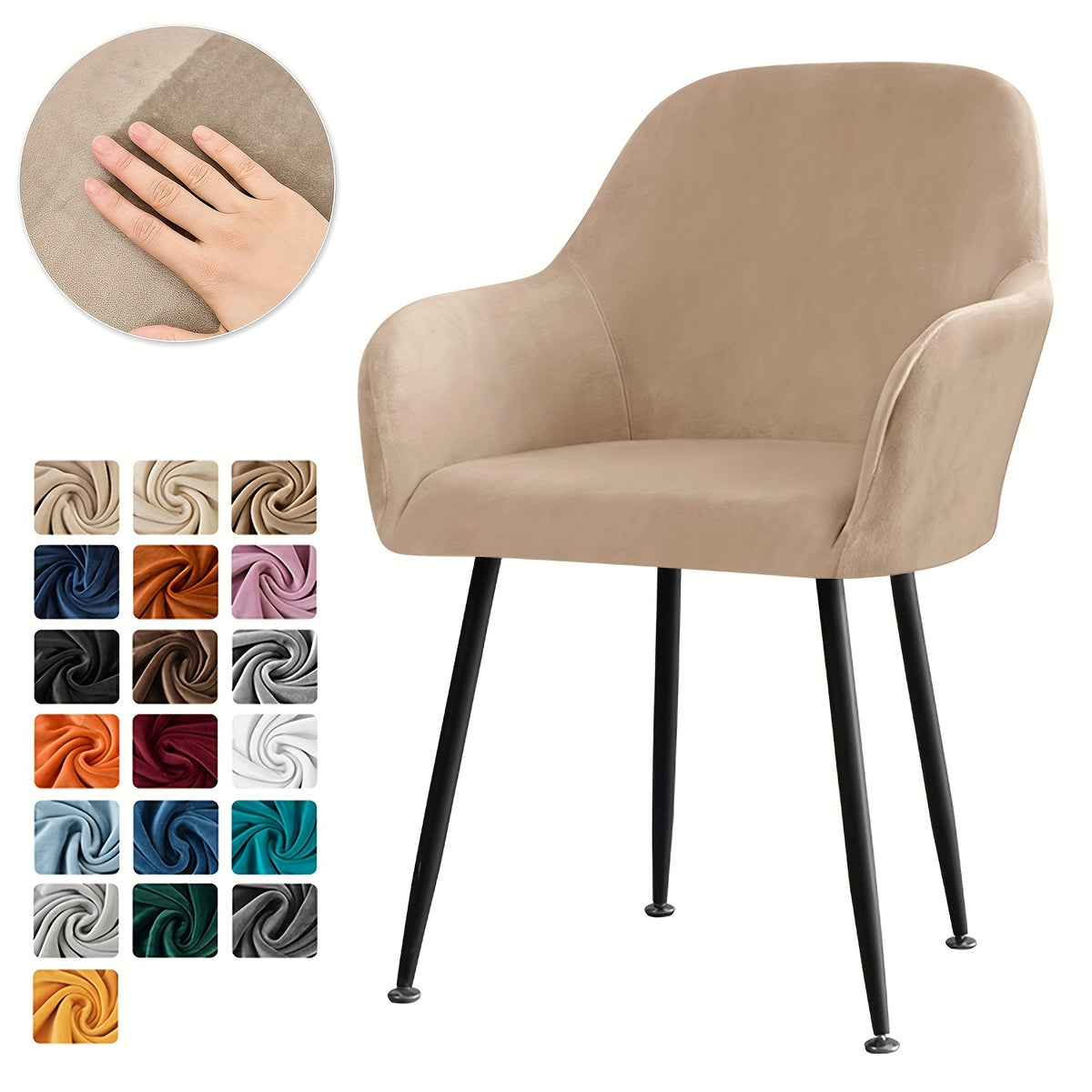 Housse de chaise épaisse extensible en velours — détail de la matière : velours Image