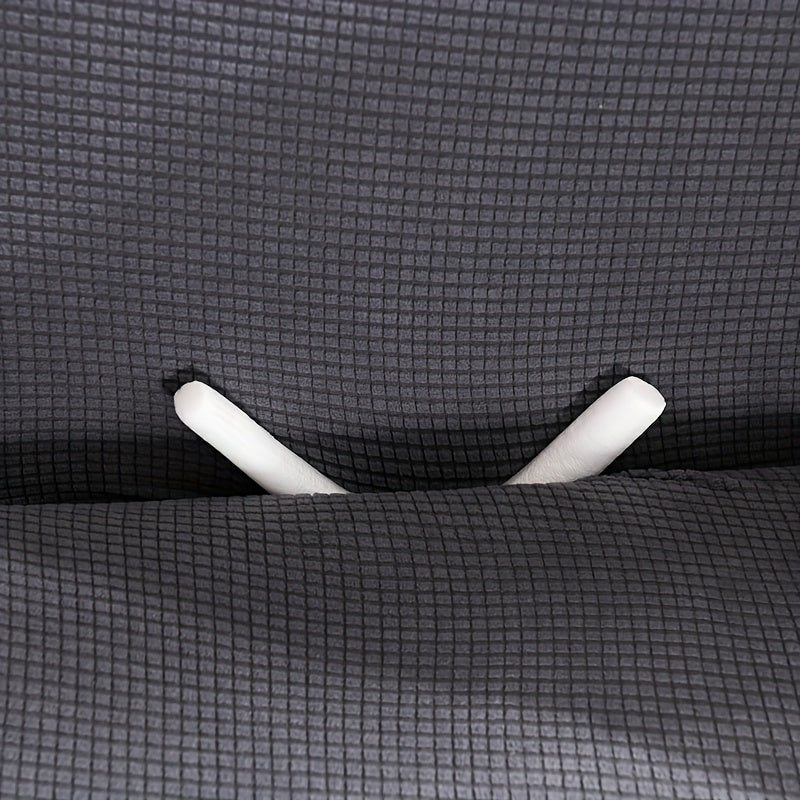 Housse de canapé épaisse extensible en polaire jacquard à housses séparées, détail de l'ourlet