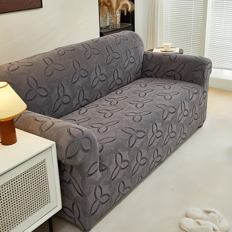 Housse de canapé en jacquard à motif feuillage, détail de la finition