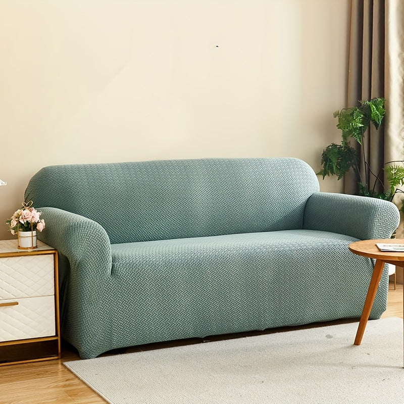 Housse de canapé extensible en polaire matelassée antidérapante, vue d'ensemble
