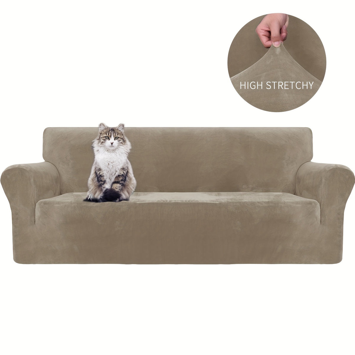 Housse de canapé extensible en velours jacquard antidérapante d'esprit vintage, détail de la finition