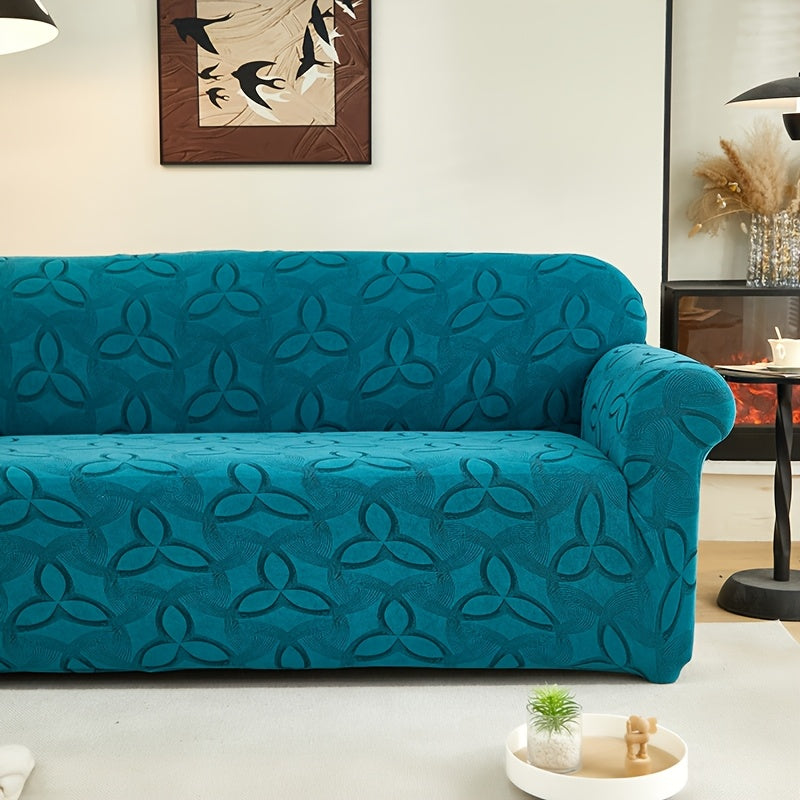 Housse de canapé en jacquard à motif feuillage