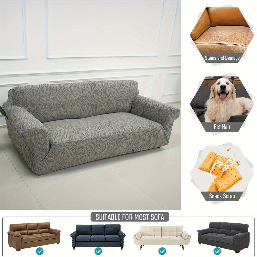 Housse de canapé épaisse extensible en polaire jacquard anti-griffes, gros plan sur le tissu