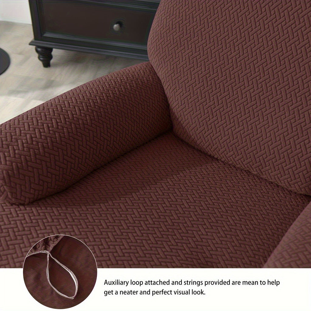 Housse de canapé extensible en polaire jacquard à housses séparées, vue d'ensemble