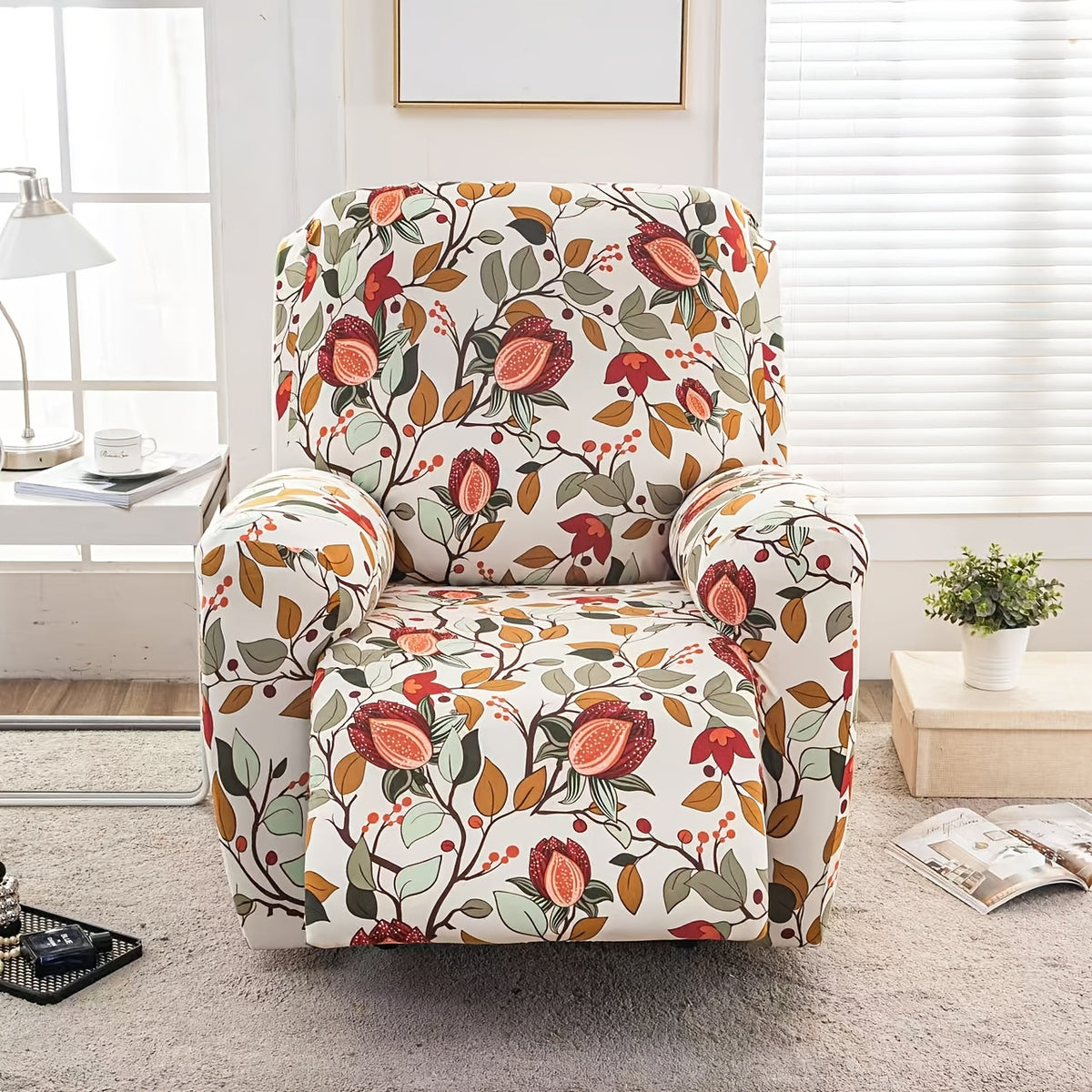 Protection de canapé extensible en jacquard avec poche de rangement, gros plan sur le tissu