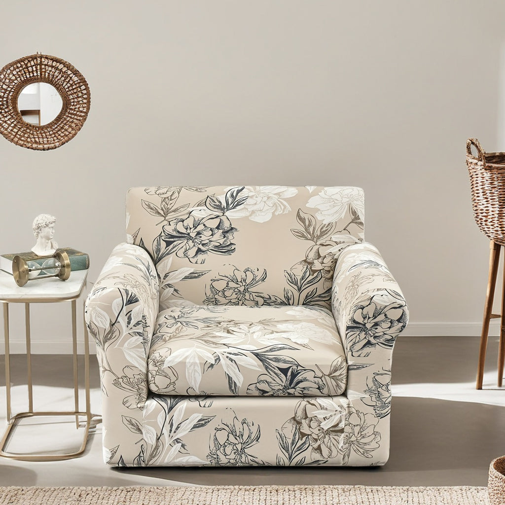 Housse de canapé extensible en polyester délavée, mise en situation