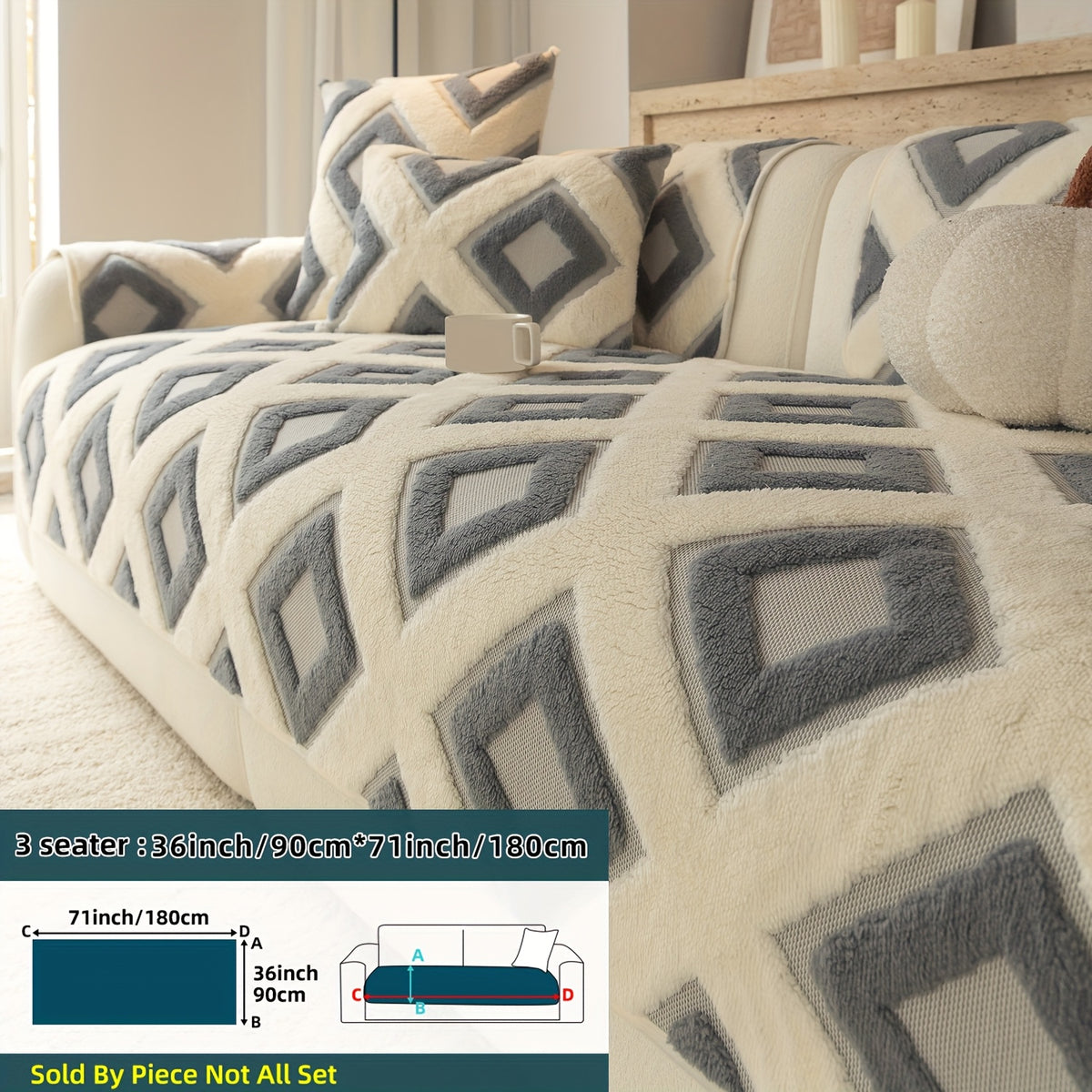 Housse de coussin en velours matelassée antidérapante à housses séparées, autre coloris
