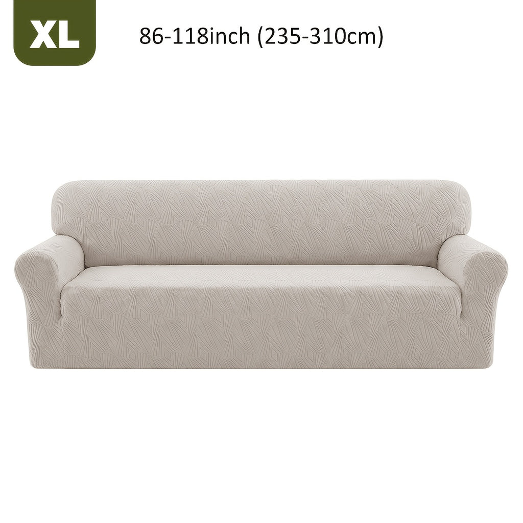 Housse de canapé extensible en polaire jacquard, mise en situation