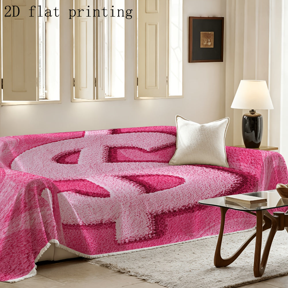 Housse de canapé en polyester imprimée à motif fleuri à volants, tissu de 300 à 350 g/m²