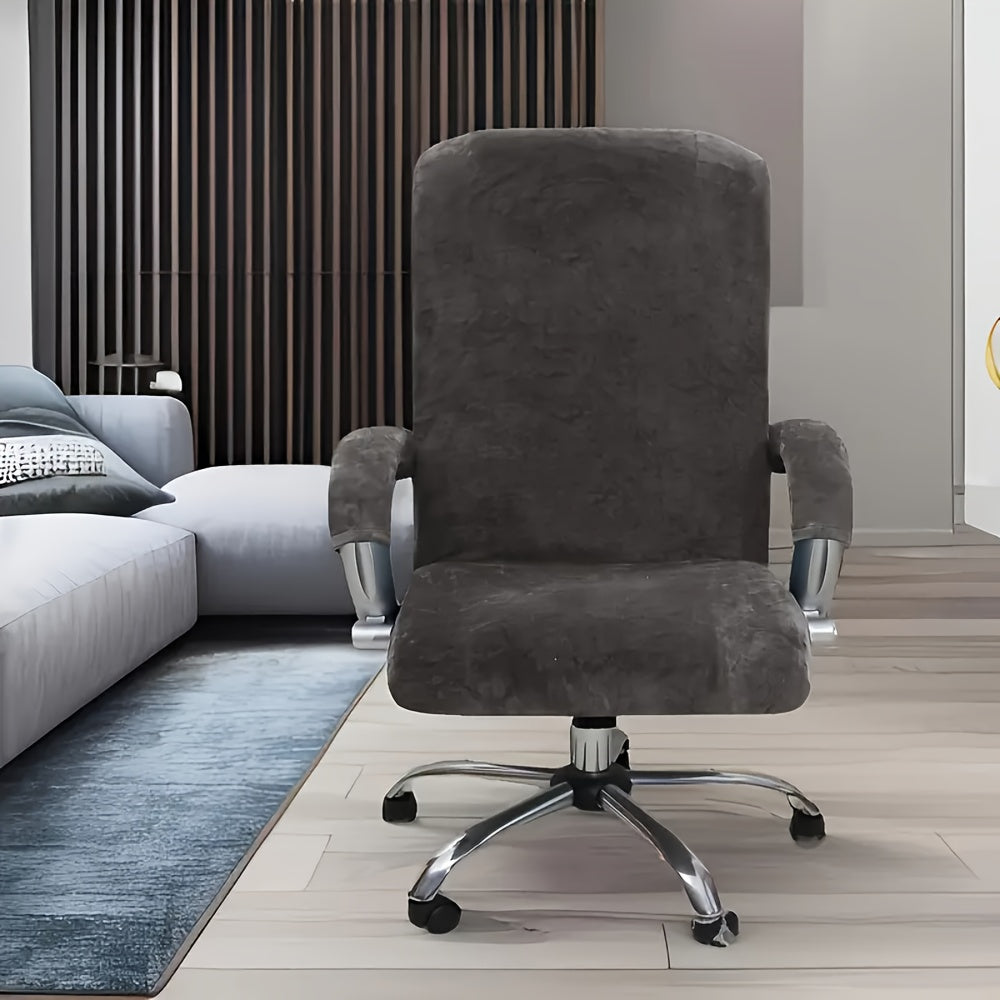Housse de chaise extensible en velours à fermeture éclair, vue d'ensemble