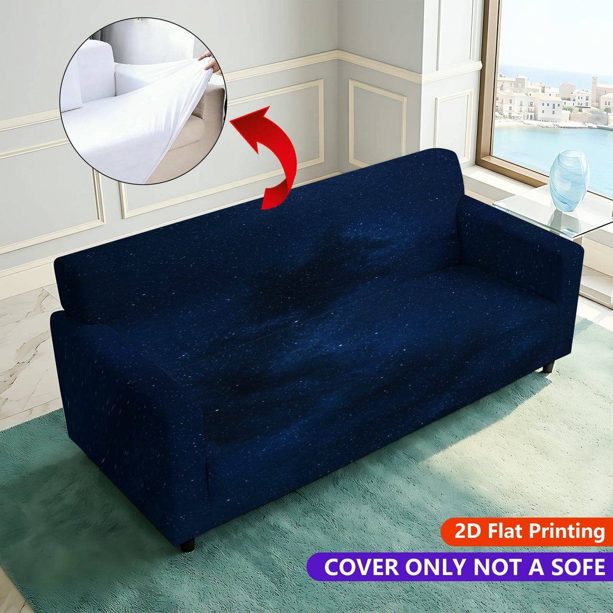 Housse de canapé en polyester imprimée pour canapé deux places, compatible canapé deux places