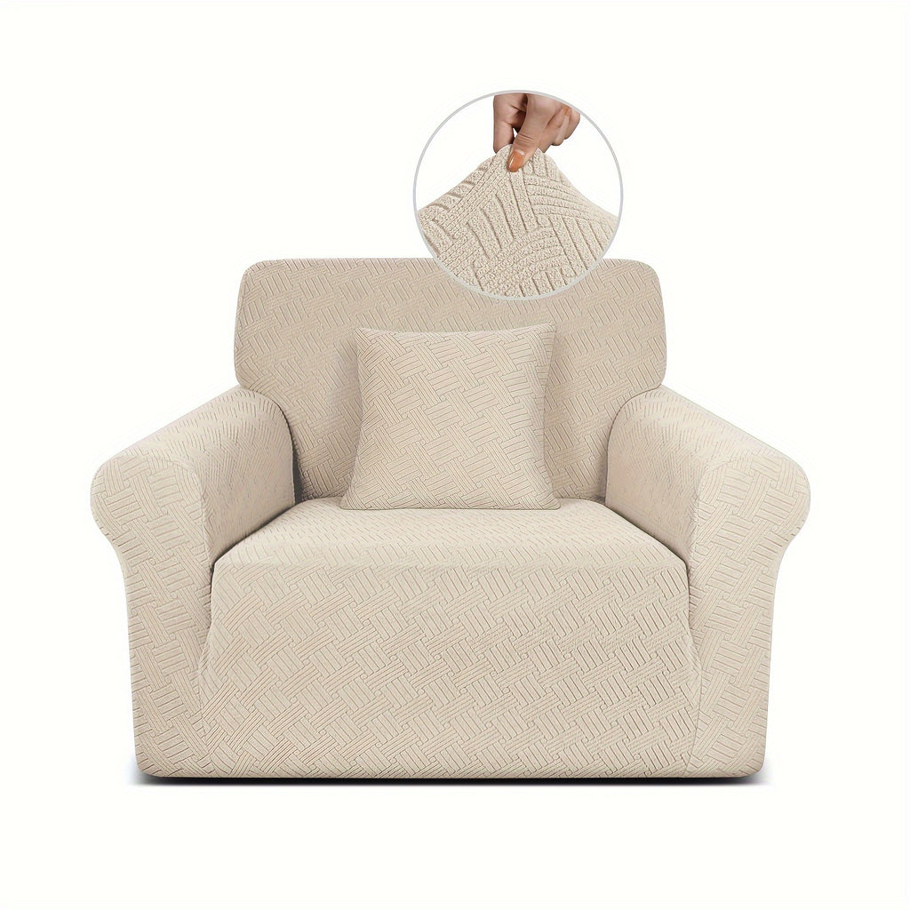 Housse de canapé épaisse extensible en polaire jacquard, gros plan sur le tissu