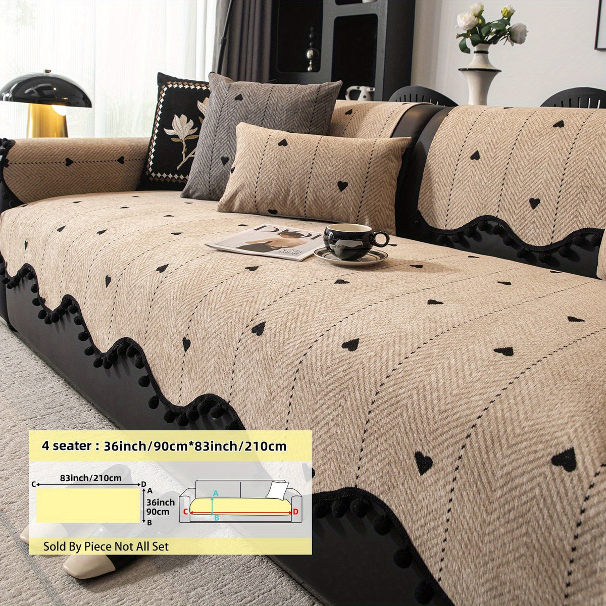 Housse de coussin en chenille jacquard antidérapante, autre coloris