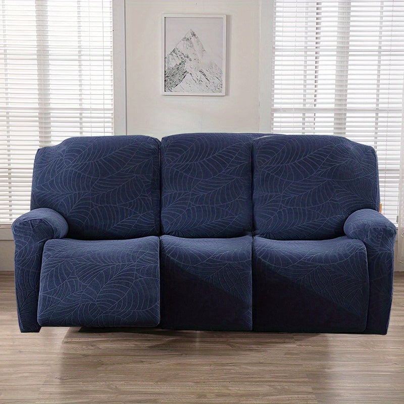 Housse de canapé épaisse extensible en polaire jacquard à motif feuillage, housse posée