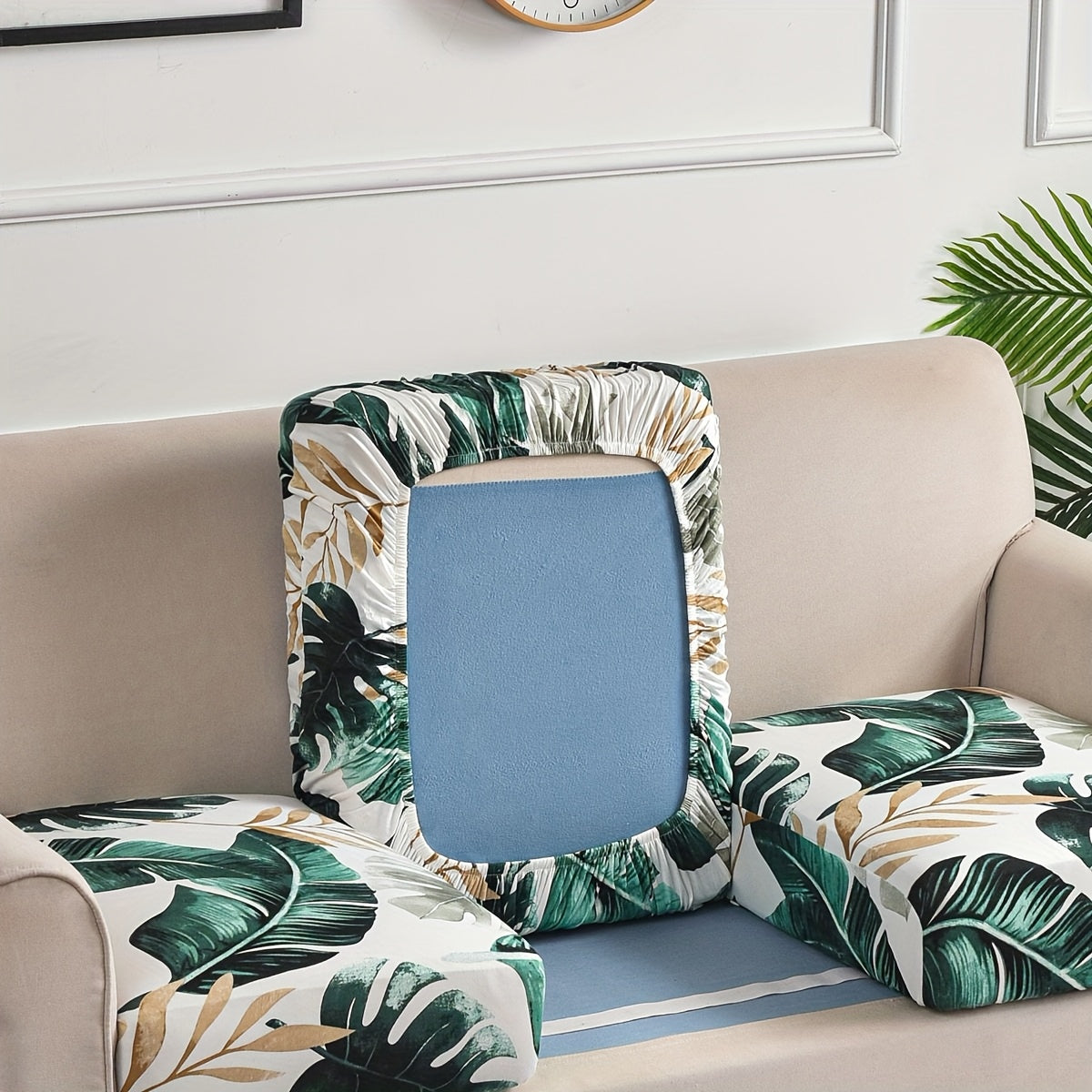 Housse de canapé extensible en fibre de lait à motif géométrique pour canapé, vue d'ensemble