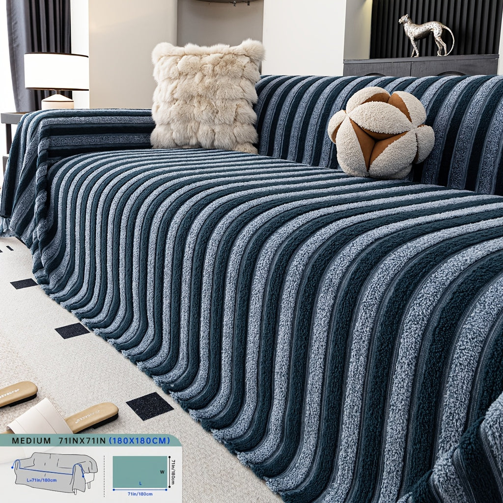 Housse de coussin en velours jacquard à rayures antidérapante, visuel produit