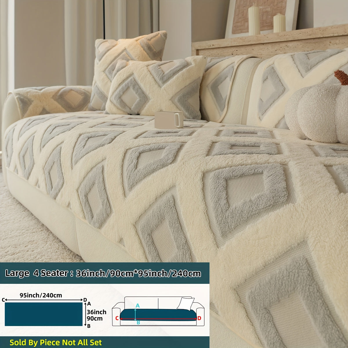 Housse de coussin en velours matelassée antidérapante à housses séparées, gros plan sur le tissu