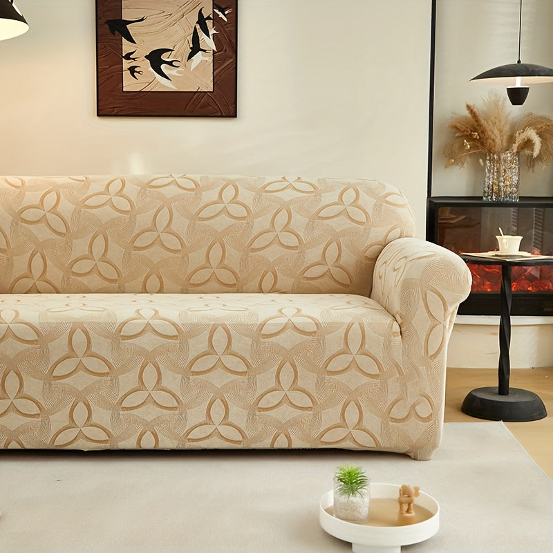 Housse de canapé en jacquard à motif feuillage, détail de la finition