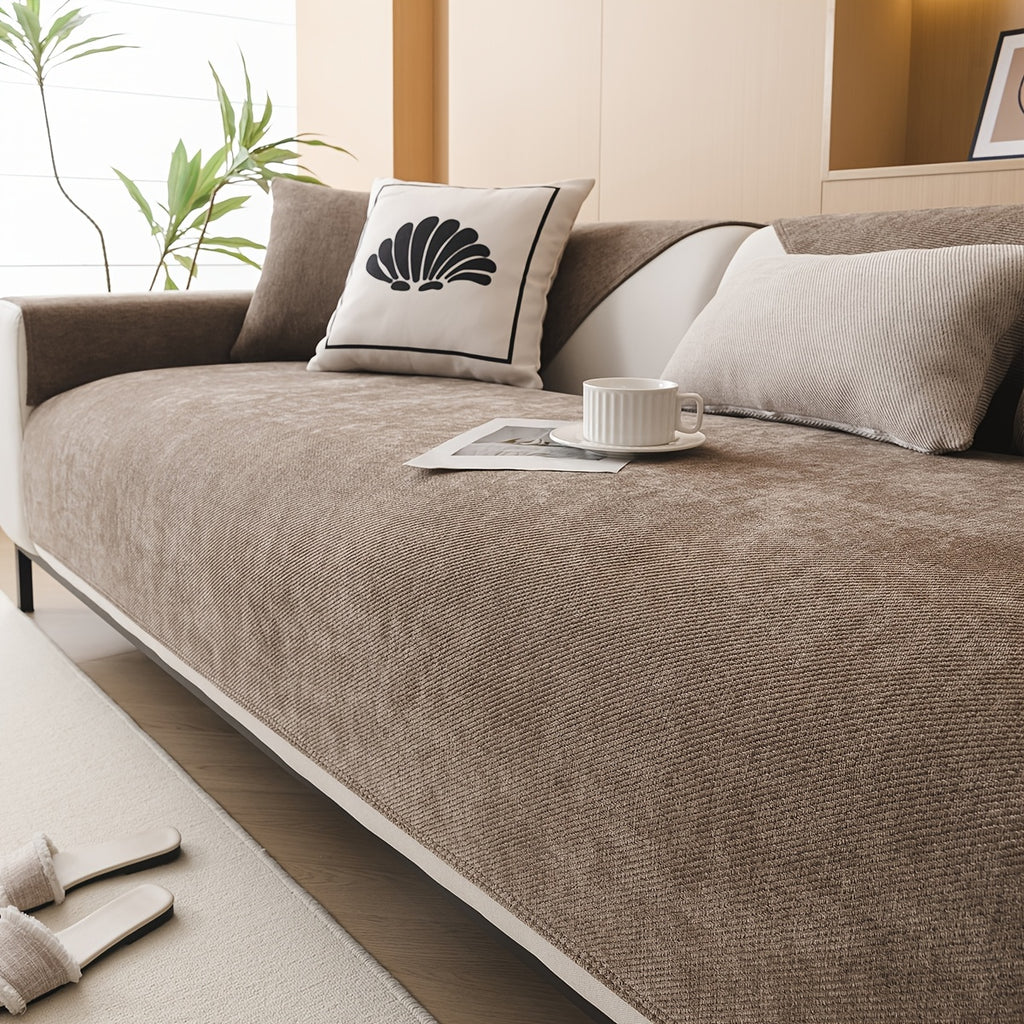 Housse de coussin épaisse en chenille antidérapante