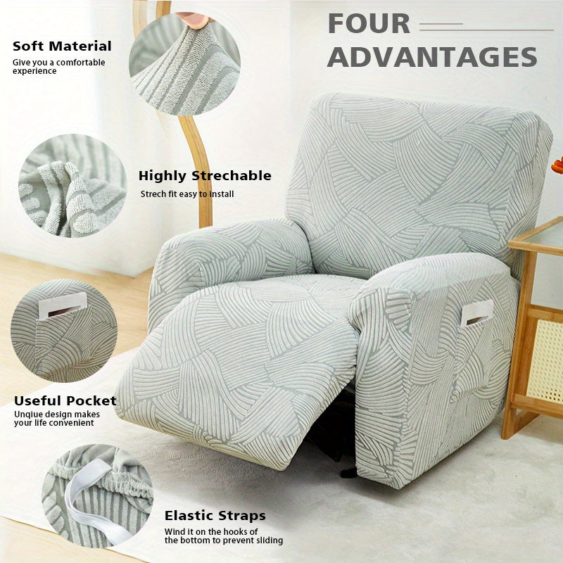 Housse de canapé extensible en jacquard avec poche de rangement, housse posée