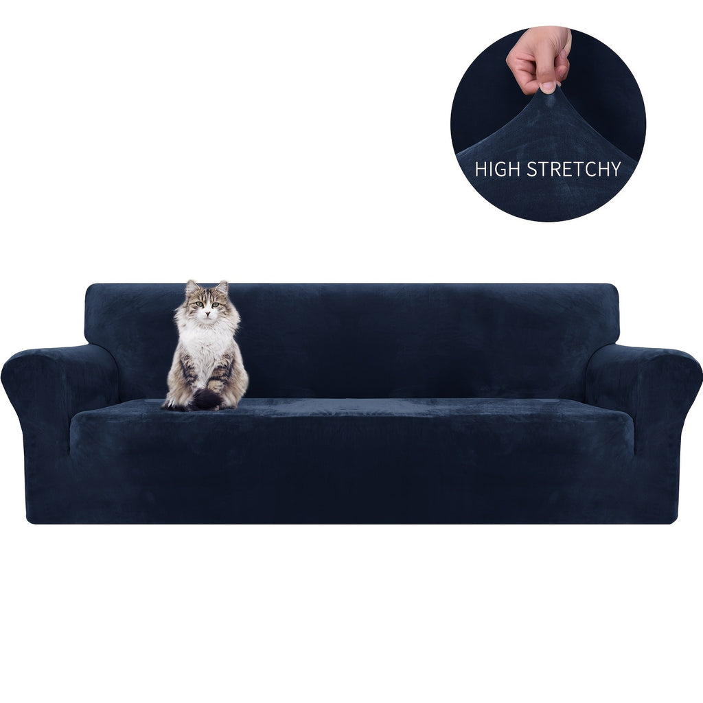 Housse de canapé extensible en velours jacquard antidérapante d'esprit vintage, tissu de 200 à 250 g/m²