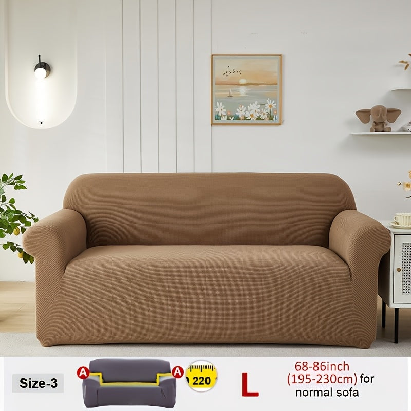 Housse de canapé extensible en velours côtelé jacquard, gros plan sur le tissu