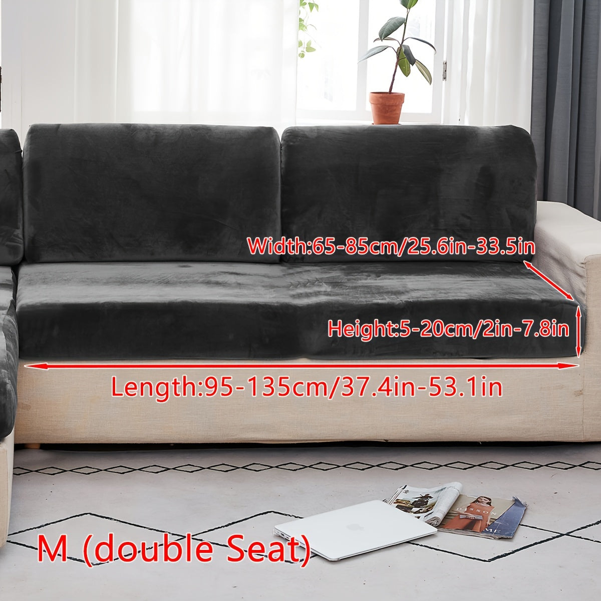 Housse de canapé épaisse extensible en velours antidérapante à housses, compatible fauteuil, canapé deux places, canapé trois places