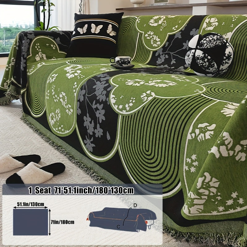 Housse de coussin en chenille antidérapante d'esprit vintage — détail de la matière : chenille