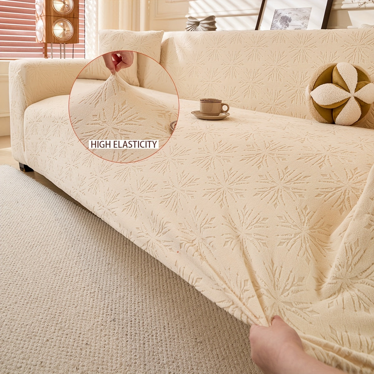 Housse de canapé épaisse extensible en polaire jacquard à housses séparées, visuel produit