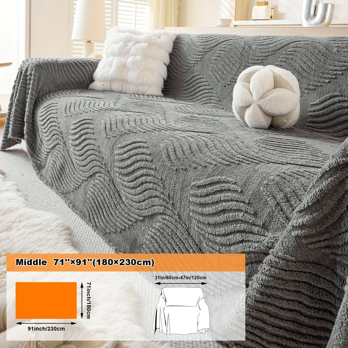 Housse de canapé en velours peluche uni, mise en situation Image