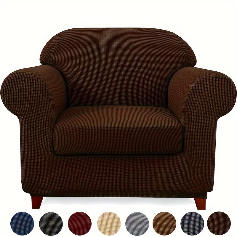 Housse de canapé épaisse extensible en polaire jacquard antidérapante, vue de dos