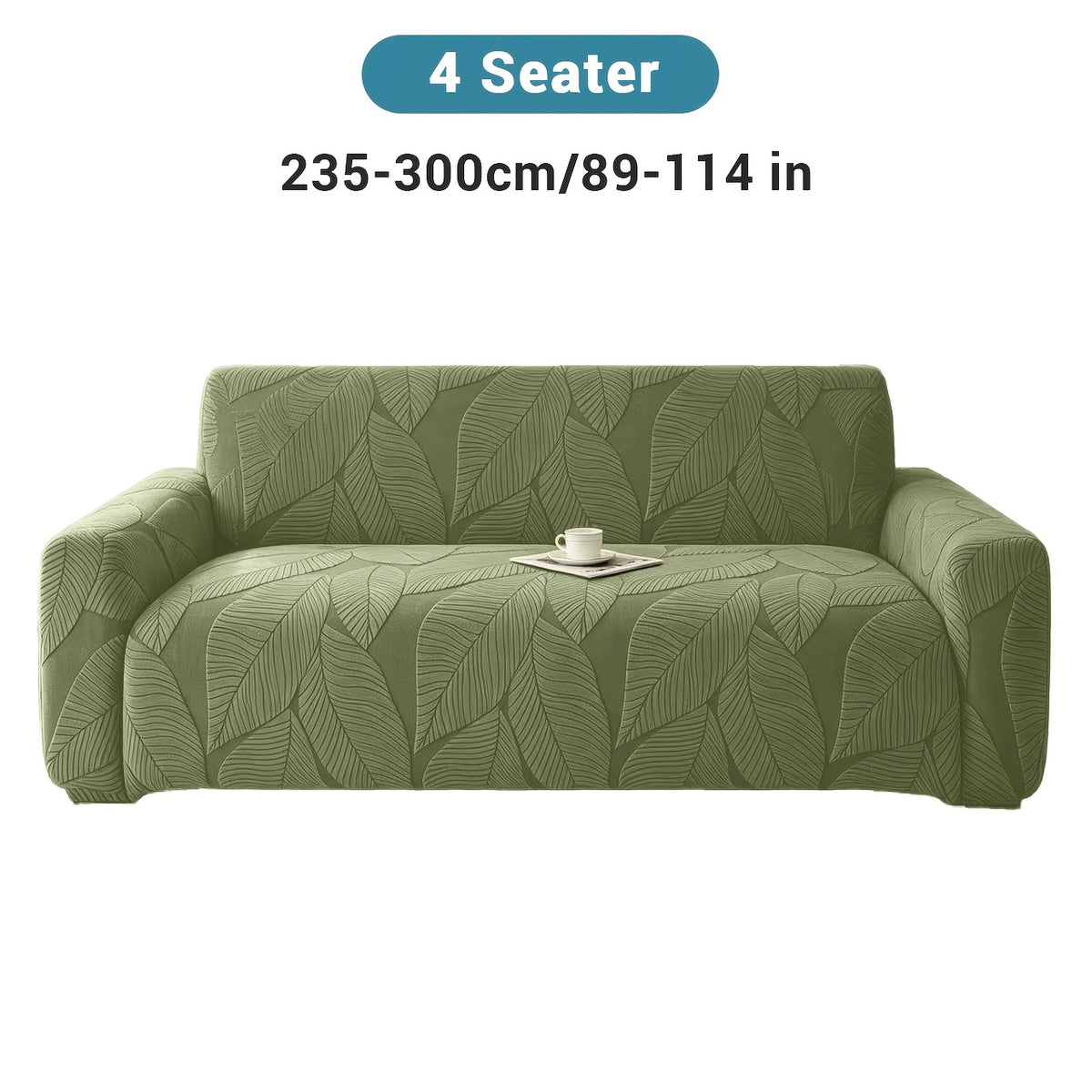 Housse de canapé extensible en polaire jacquard à motif feuillage, vue d'ensemble
