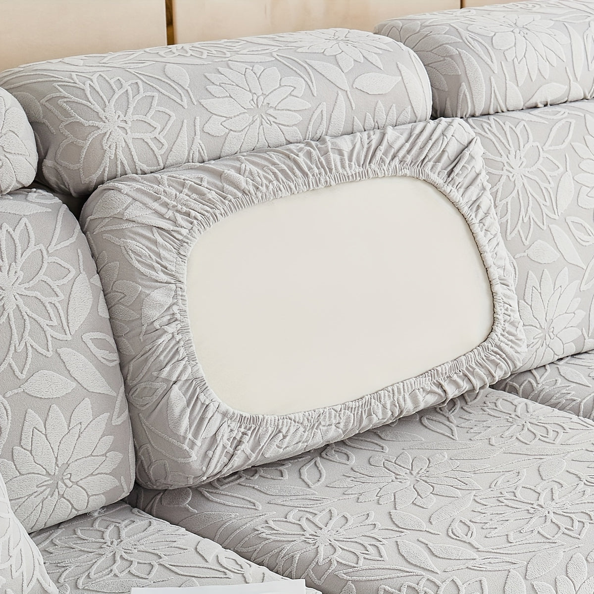 Housse de canapé extensible en polaire jacquard antidérapante, visuel produit