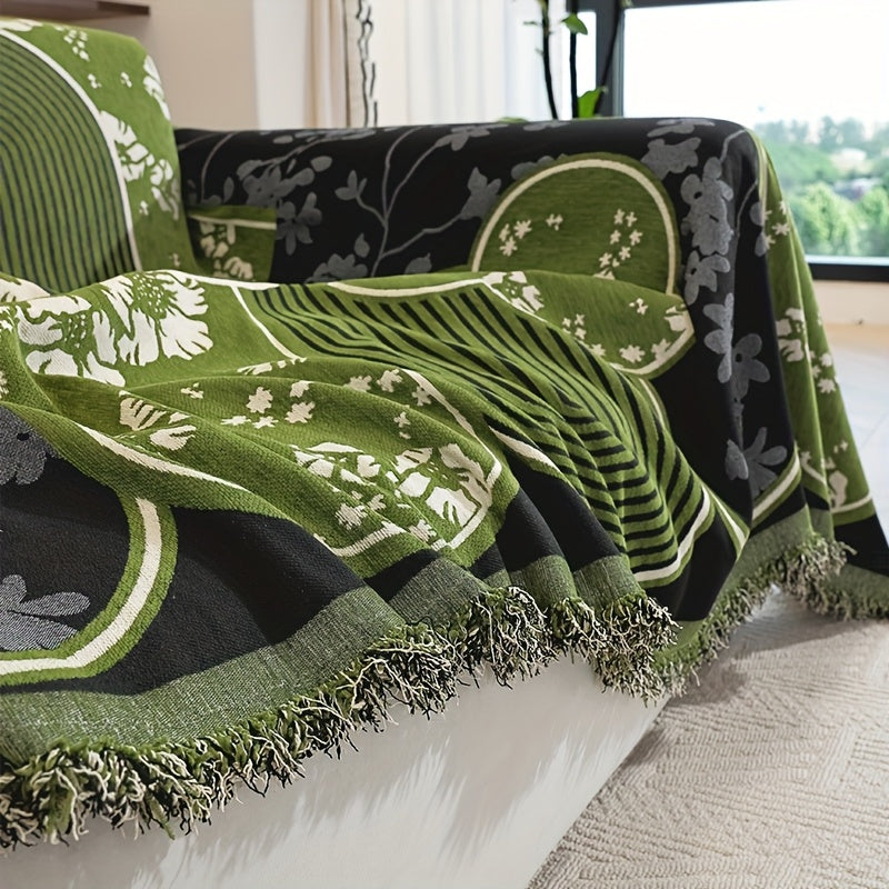 Housse de coussin en chenille antidérapante d'esprit vintage, mise en situation