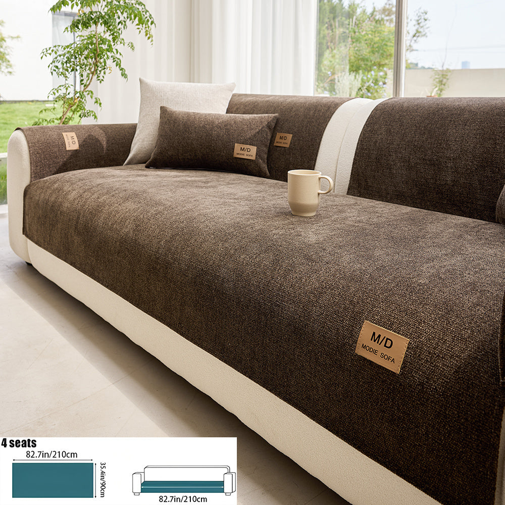 Housse de coussin épaisse en chenille en fils teints antidérapante à housses, housse posée