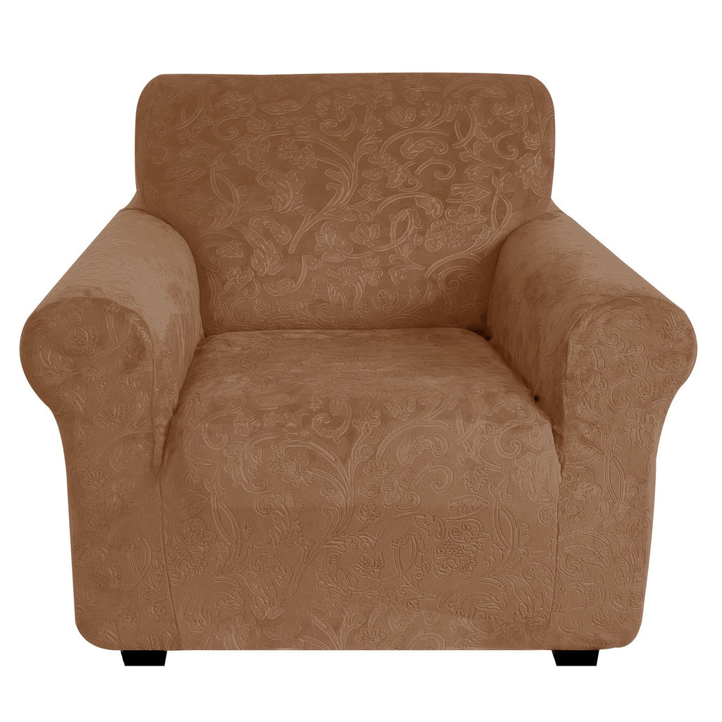 Housse de canapé extensible en velours à motif fleuri anti-griffes, housse posée