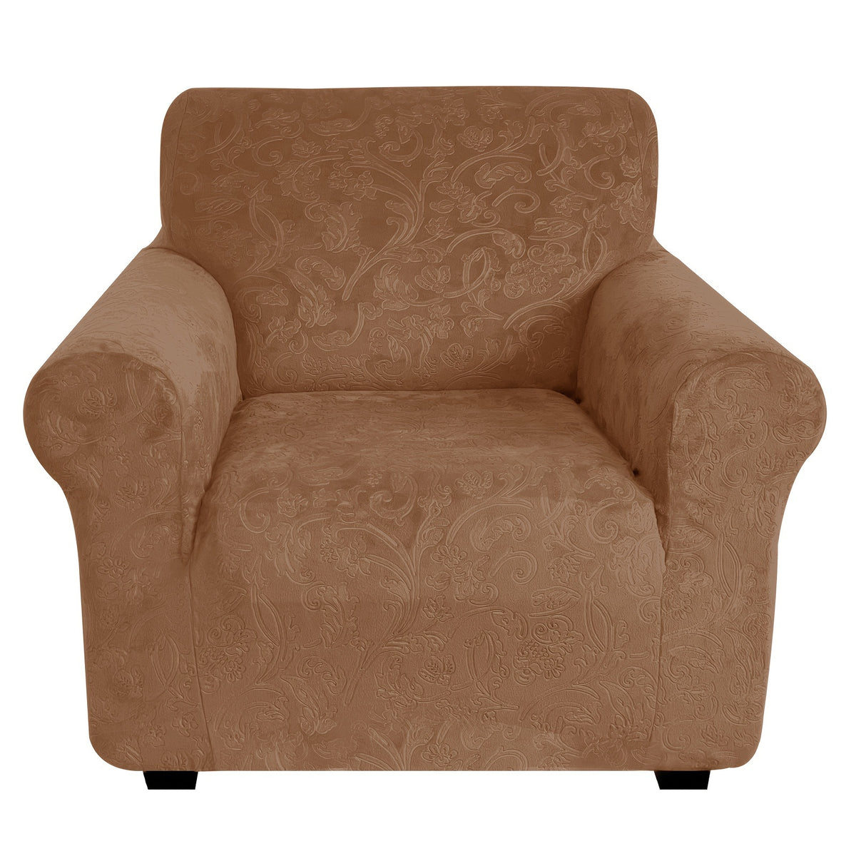 Housse de canapé extensible en velours à motif fleuri anti-griffes, housse posée