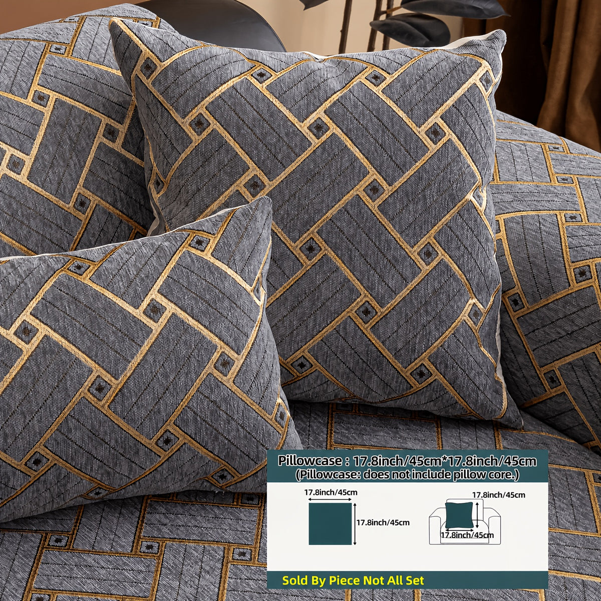 Housse de coussin en chenille antidérapante d'esprit bohème, gros plan sur le tissu