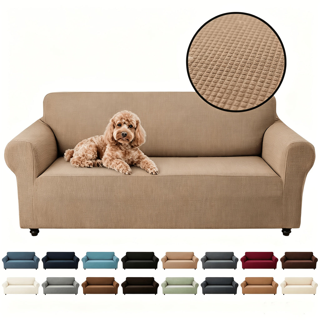Protection de canapé extensible en polaire jacquard pour canapé trois places