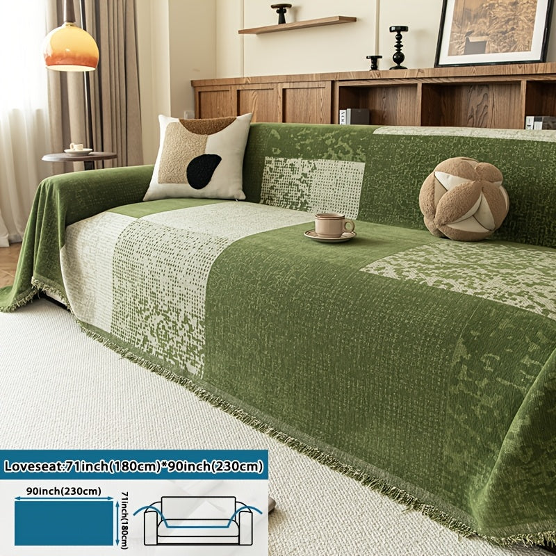 Housse de canapé en jacquard à rayures antidérapante d'esprit bohème, autre coloris