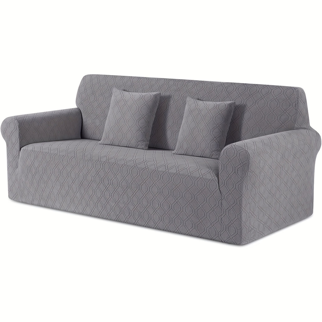 Housse de canapé extensible en polaire jacquard antidérapante d'esprit vintage, autre coloris