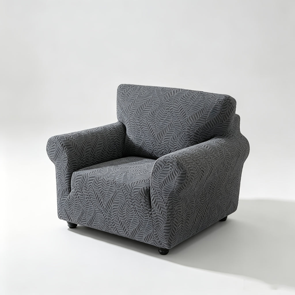 Housse de canapé extensible en polaire jacquard à motif feuillage anti-griffes