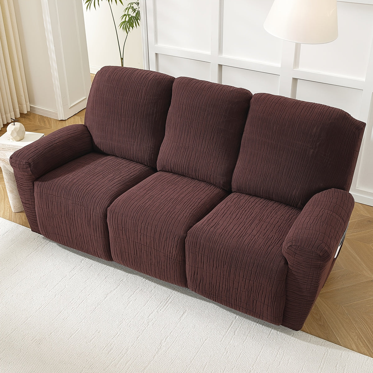 Housse de canapé extensible en polaire jacquard antidérapante à housses, vue de dos