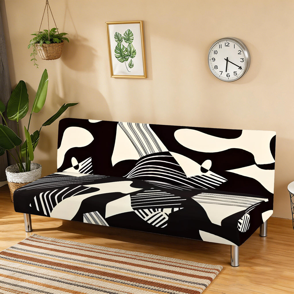 Housse de canapé extensible en fibre de lait imprimée à motif géométrique, tissu de 120 à 140 g/m²