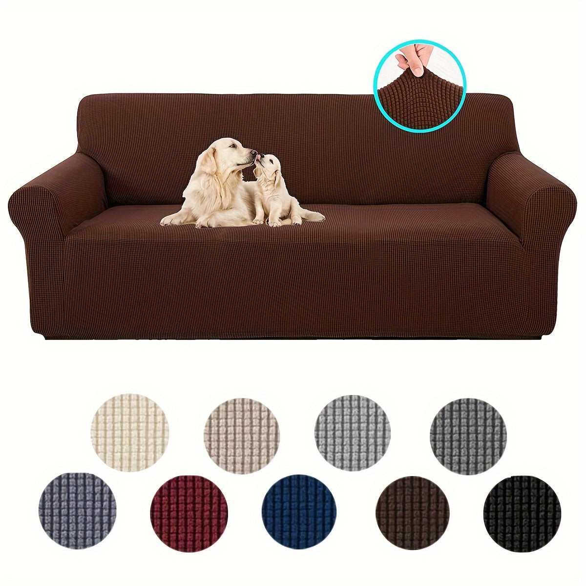 Housse de canapé épaisse extensible en polaire jacquard, vue d'ensemble