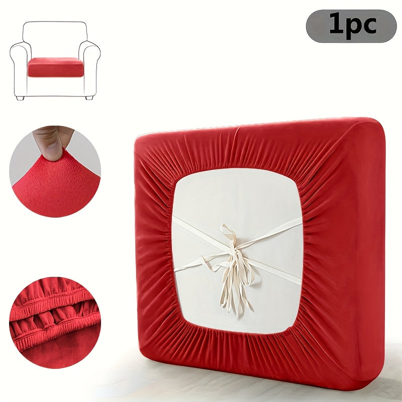 Housse de coussin épaisse extensible en velours, détail de l'ourlet
