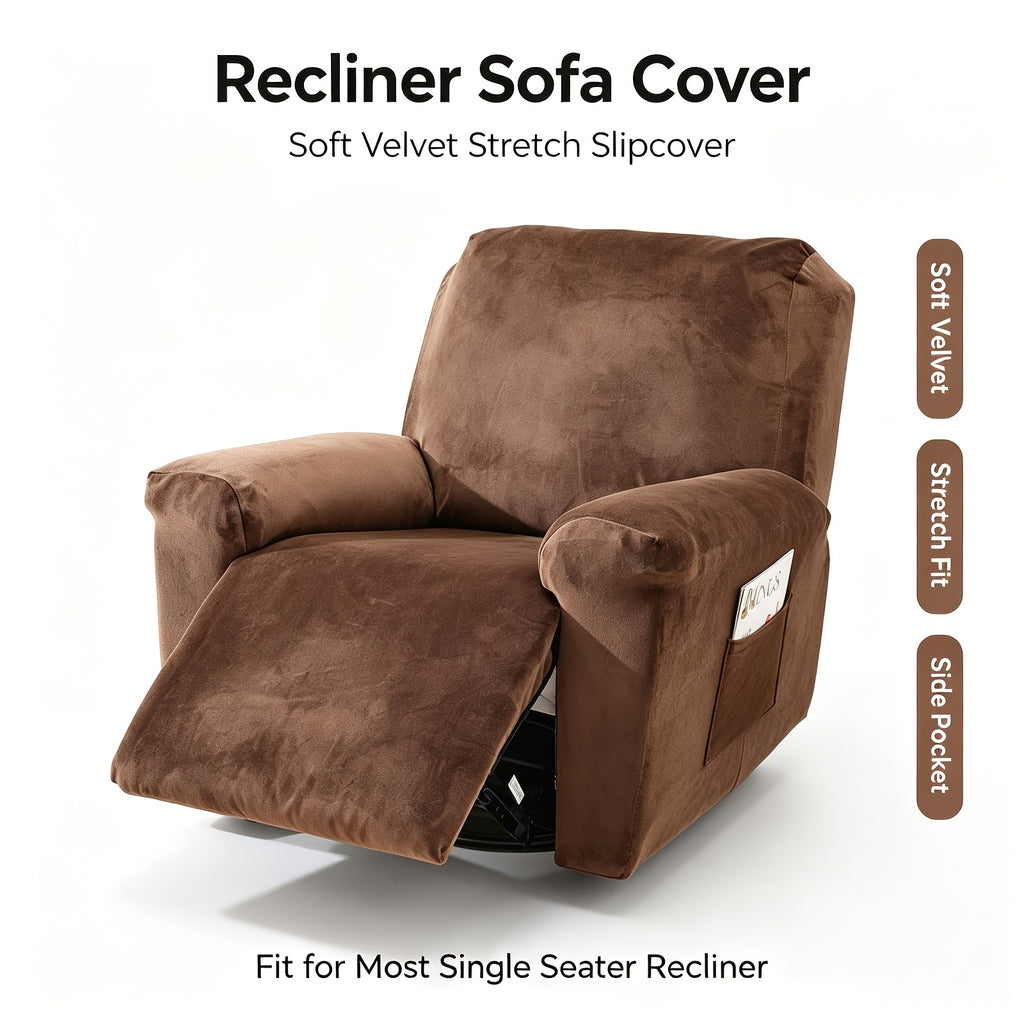 Housse de fauteuil extensible en velours antidérapante, vue de dos
