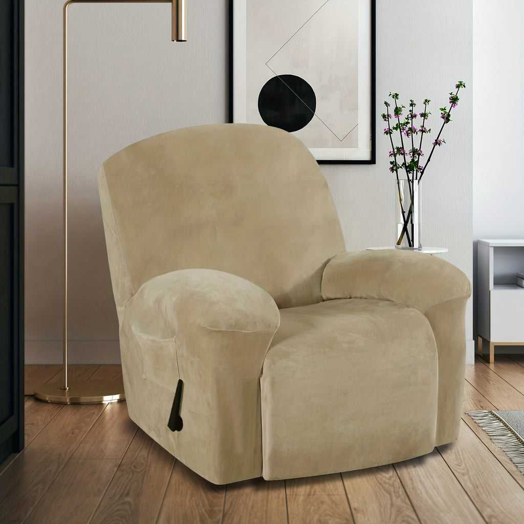Housse de fauteuil épaisse extensible en velours, mise en situation